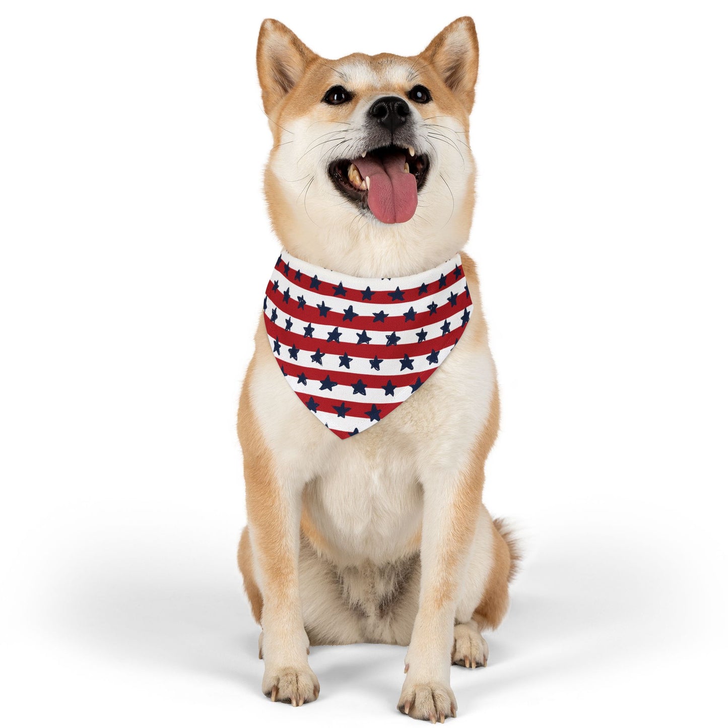 Patriotic Pet Bandana Collar - U.S. Flag Stars Design | Adjustable Sizes for Cats & Dogs | Durable & Machine Washable