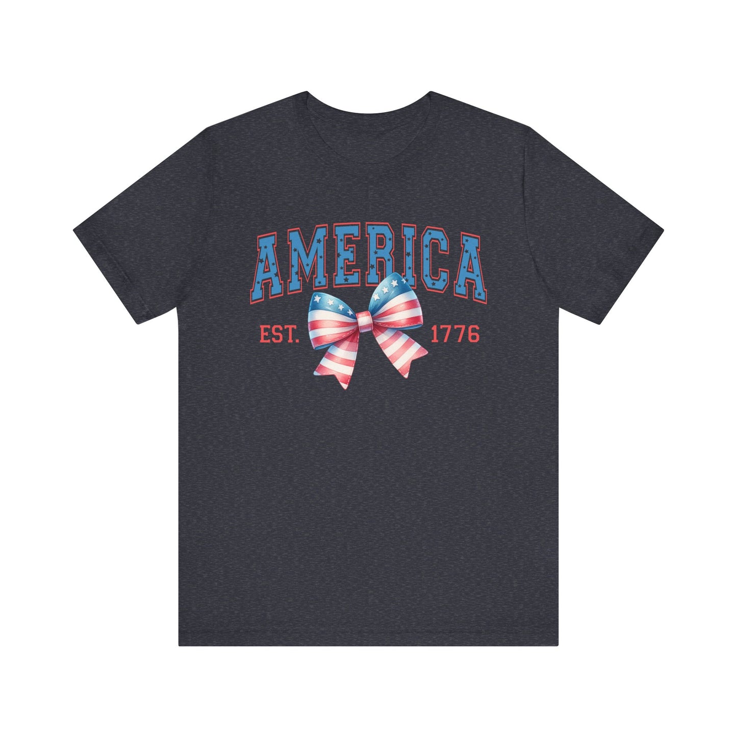 4th of July Bow, Patriotic Coquette Jersey Short Sleeve Tee