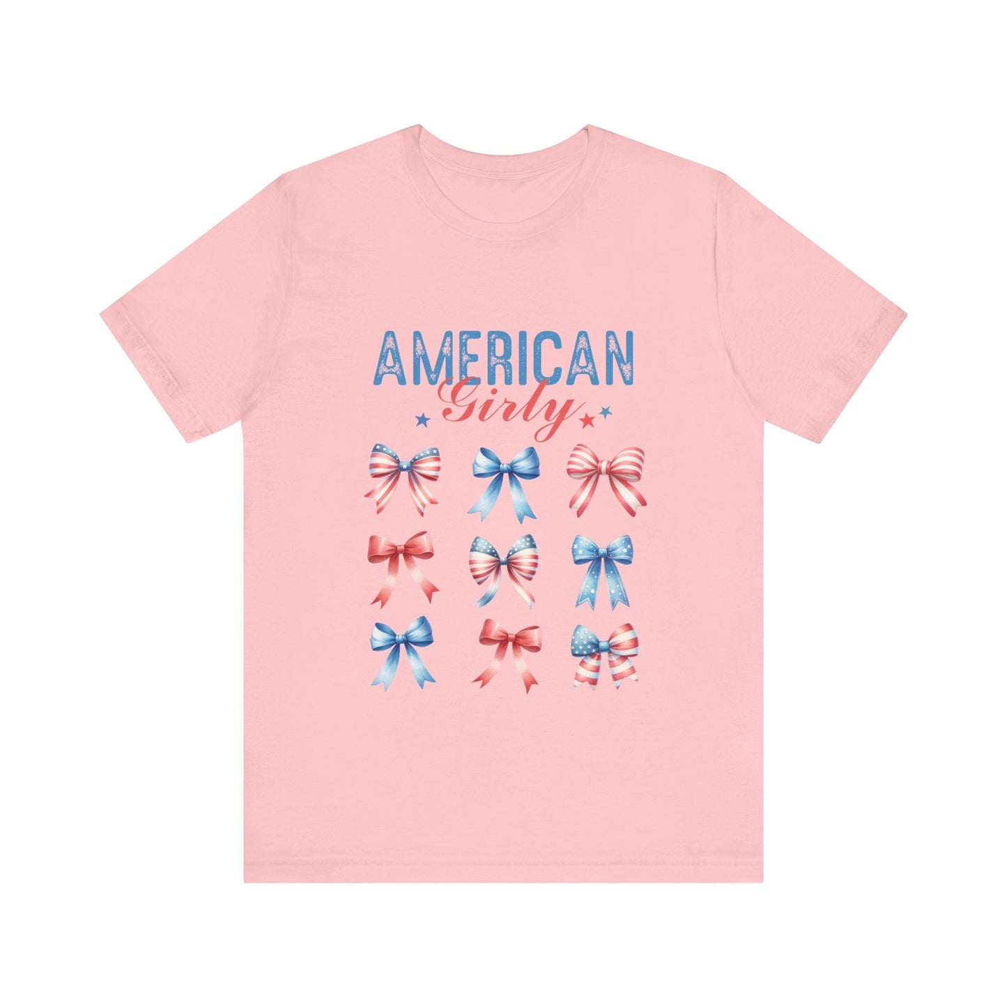 4th of July Bow, Patriotic Coquette Jersey Short Sleeve Tee