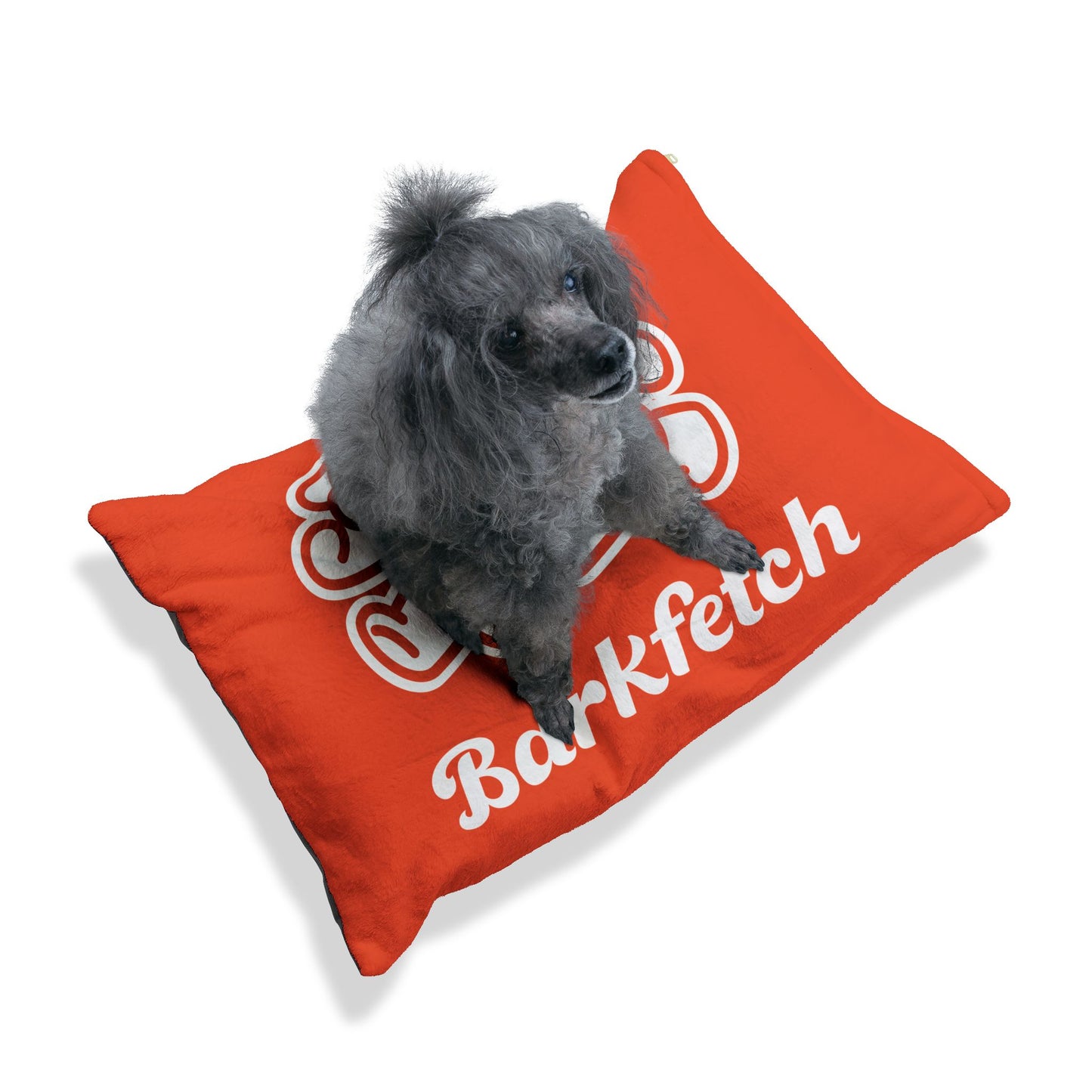 Pet Bed, Soccer Ball Lover Dogs Gift, Barkfetch Logo, Two Dogs Running With Ball, Dog Sleeping Mat, Animal Lover Cushion