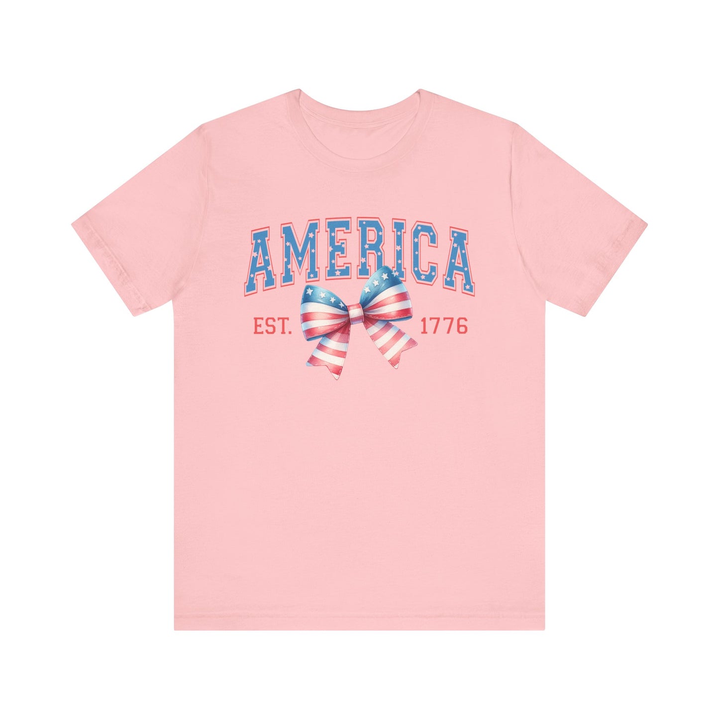 4th of July Bow, Patriotic Coquette Jersey Short Sleeve Tee