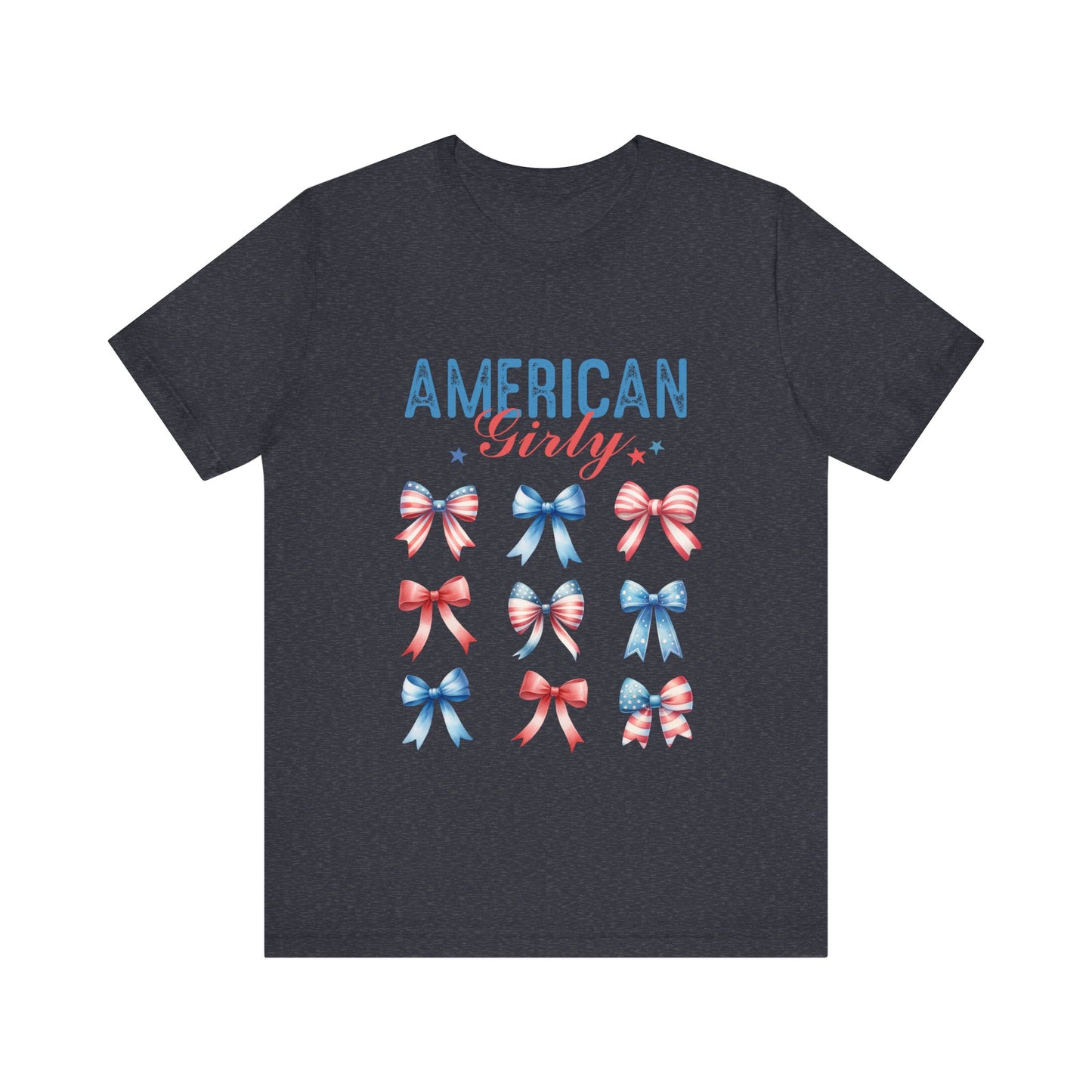 4th of July Bow, Patriotic Coquette Jersey Short Sleeve Tee