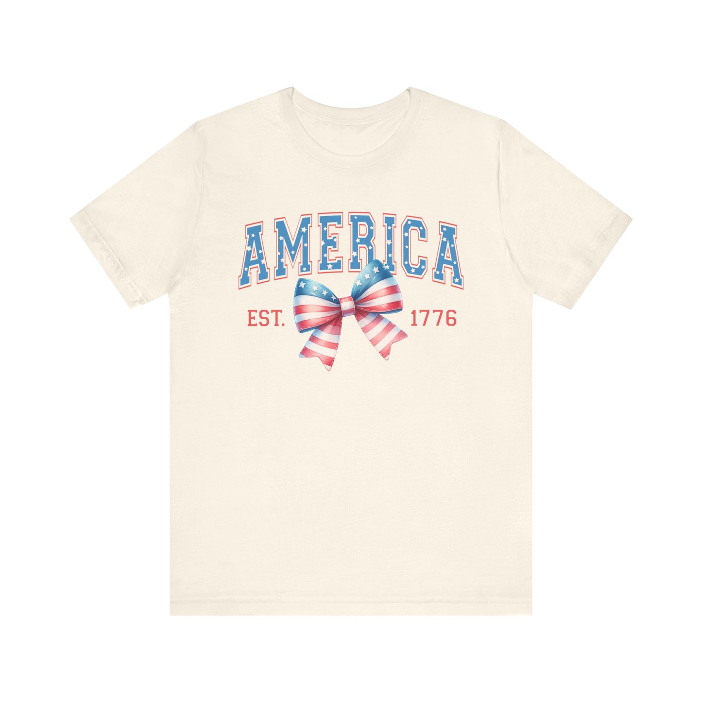 4th of July Bow, Patriotic Coquette Jersey Short Sleeve Tee