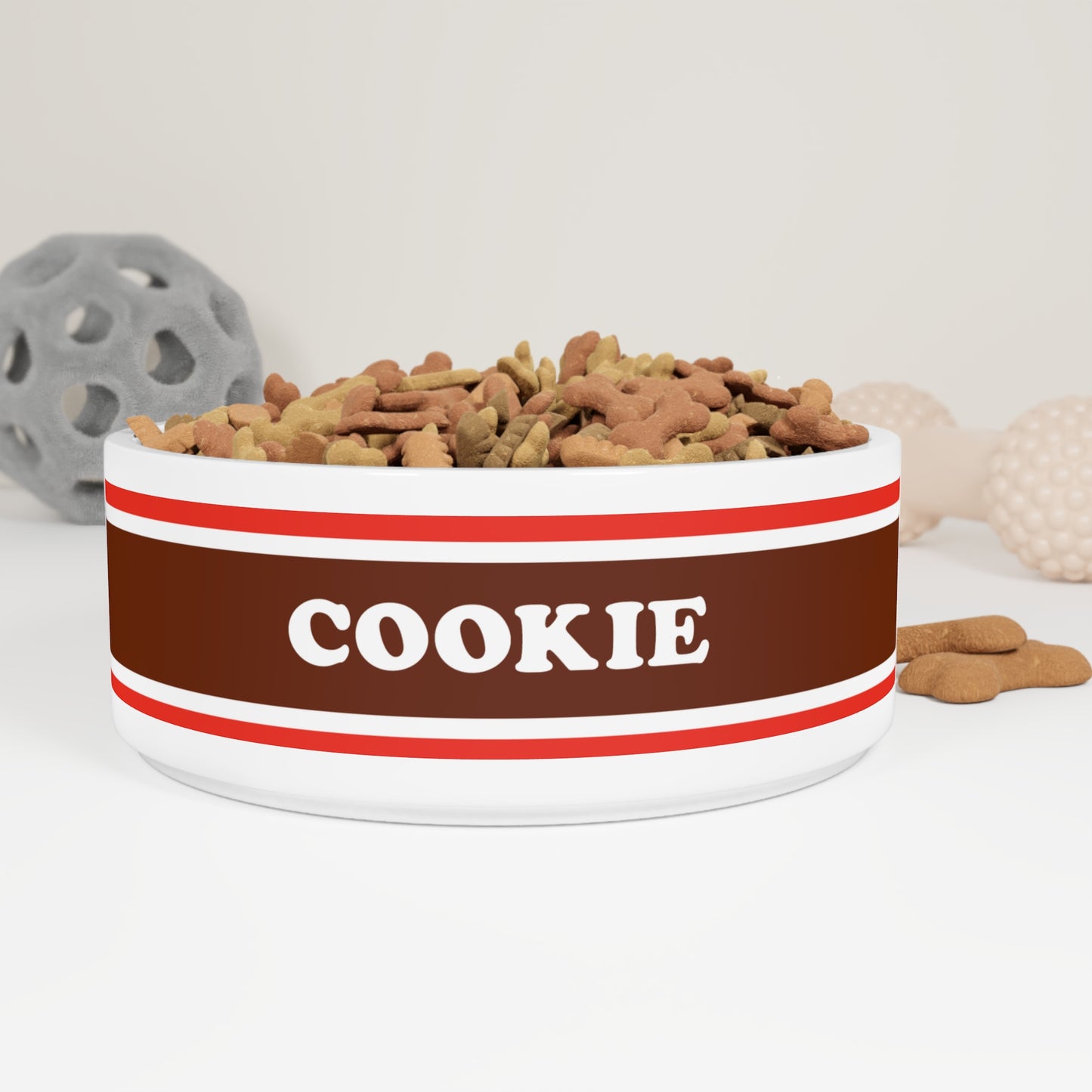 Personalized Ceramic Dog Bowl - Tootsie Roll Theme, Dishwasher & Microwave Safe, 16oz, 6" Diameter