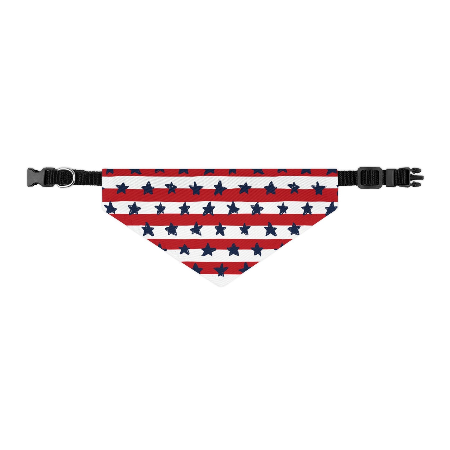 Patriotic Pet Bandana Collar - U.S. Flag Stars Design | Adjustable Sizes for Cats & Dogs | Durable & Machine Washable