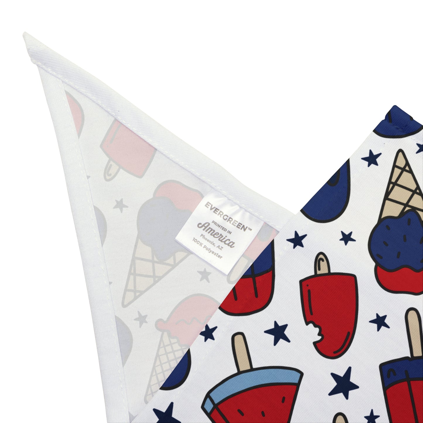 Blue and White Ice Cream, 4th of July, Patriotic Bandana