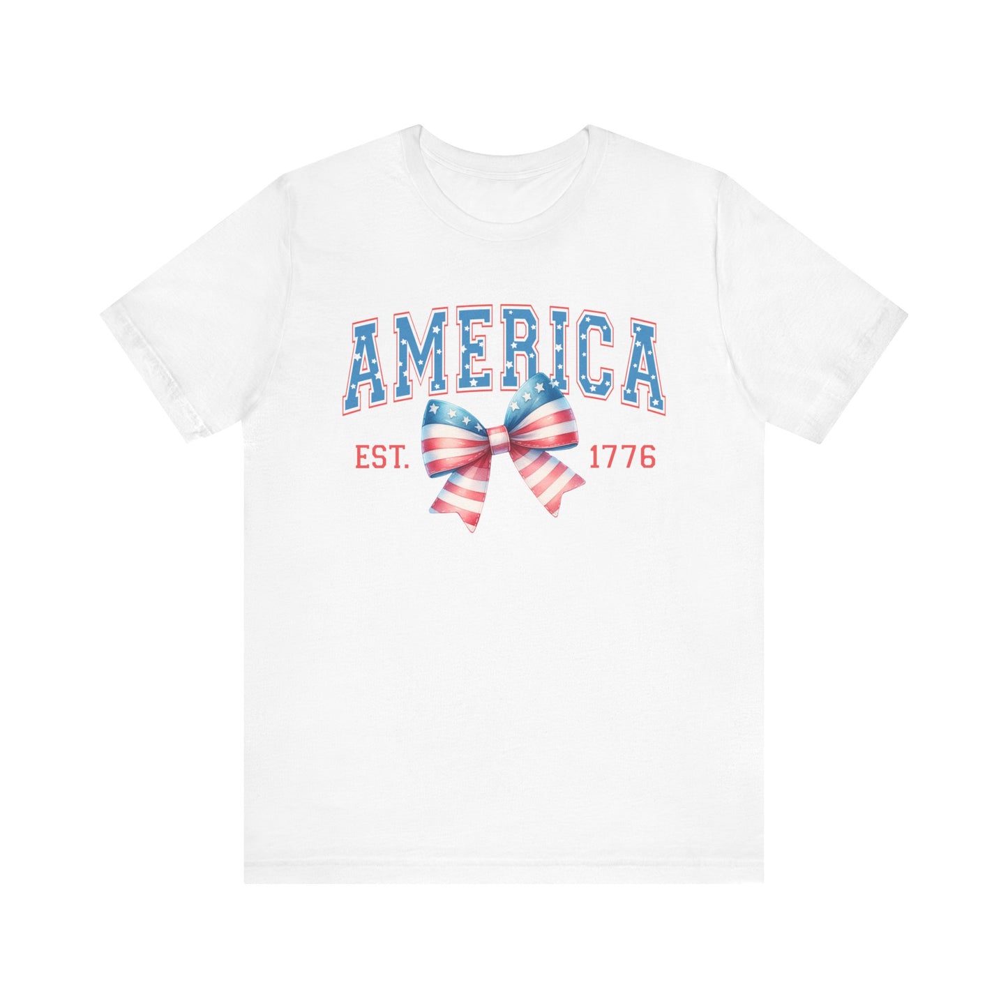 4th of July Bow, Patriotic Coquette Jersey Short Sleeve Tee