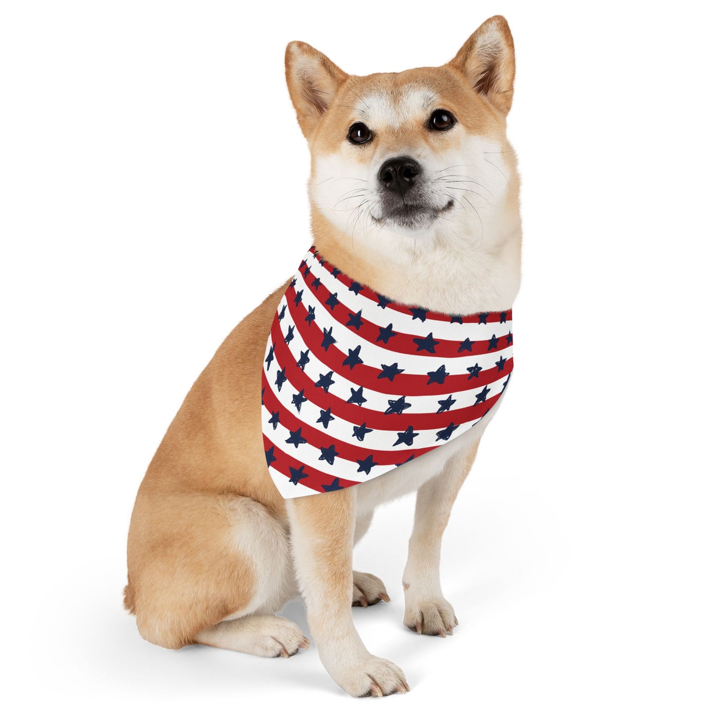 Patriotic Pet Bandana Collar - U.S. Flag Stars Design | Adjustable Sizes for Cats & Dogs | Durable & Machine Washable