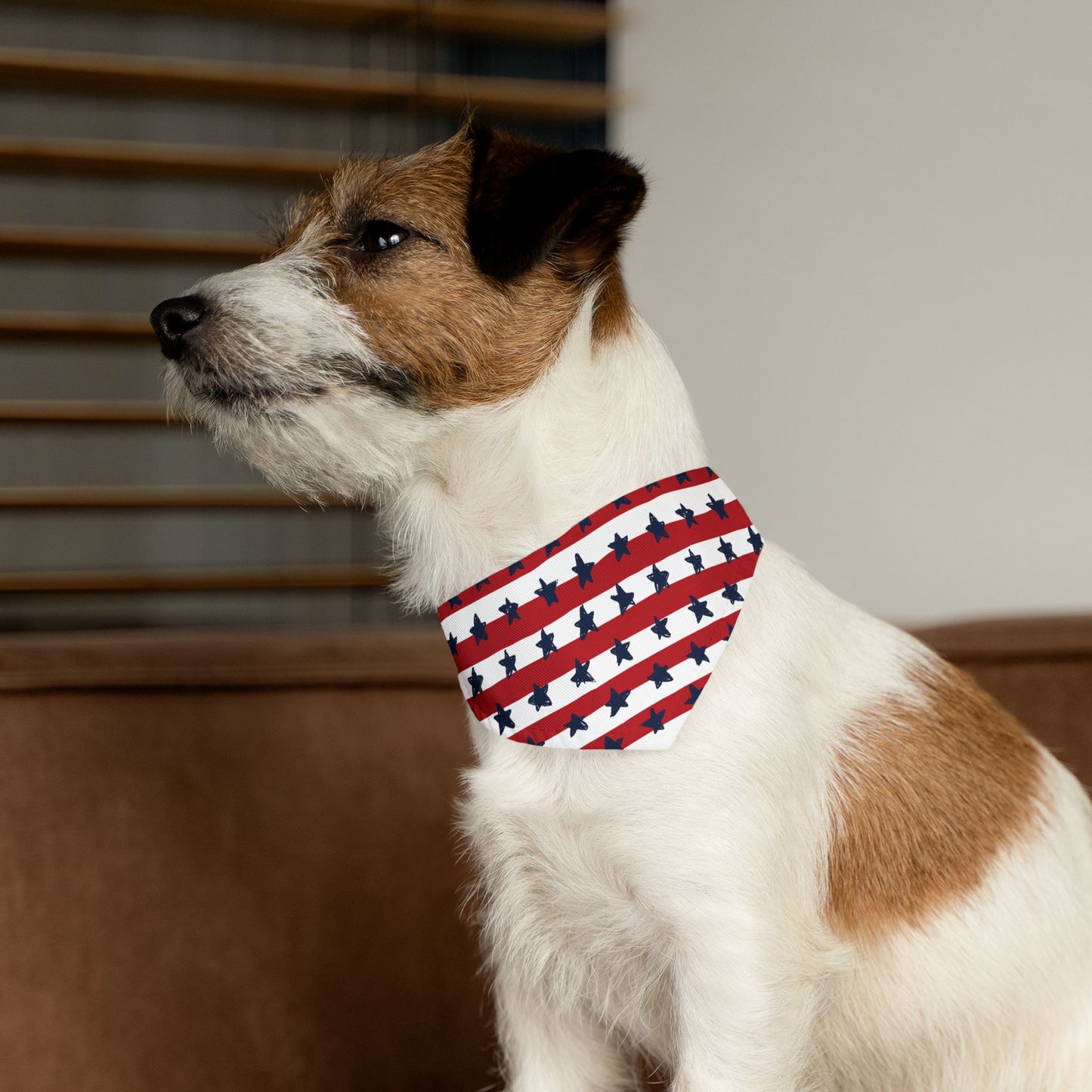 Patriotic Pet Bandana Collar - U.S. Flag Stars Design | Adjustable Sizes for Cats & Dogs | Durable & Machine Washable