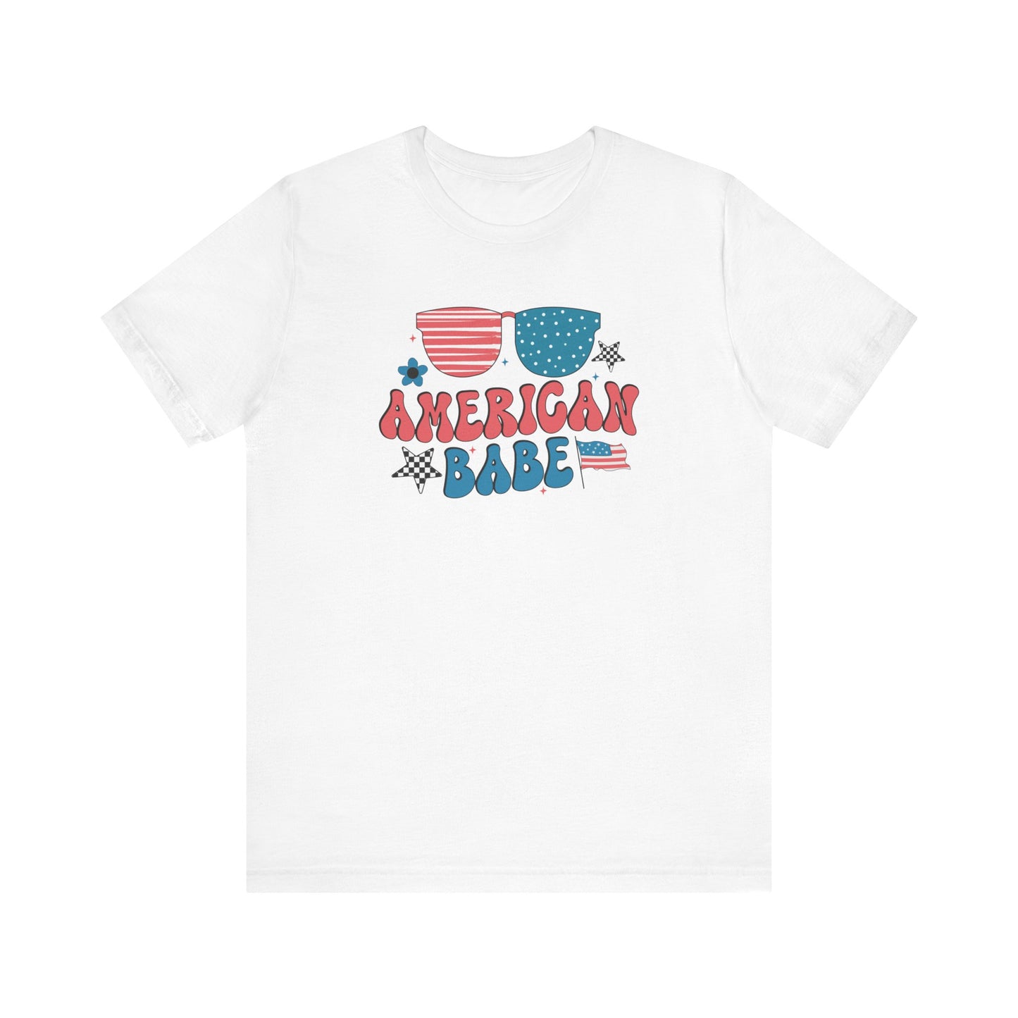 American babe, 4th of July, Patriotic Jersey Short Sleeve Tee