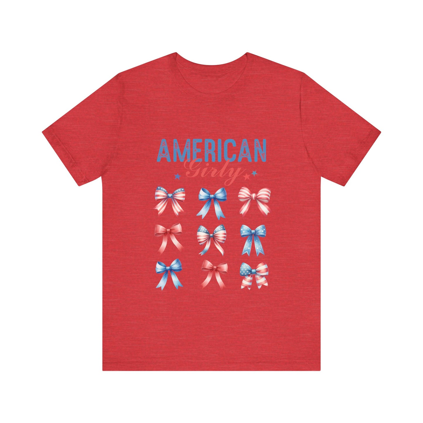 4th of July Bow, Patriotic Coquette Jersey Short Sleeve Tee