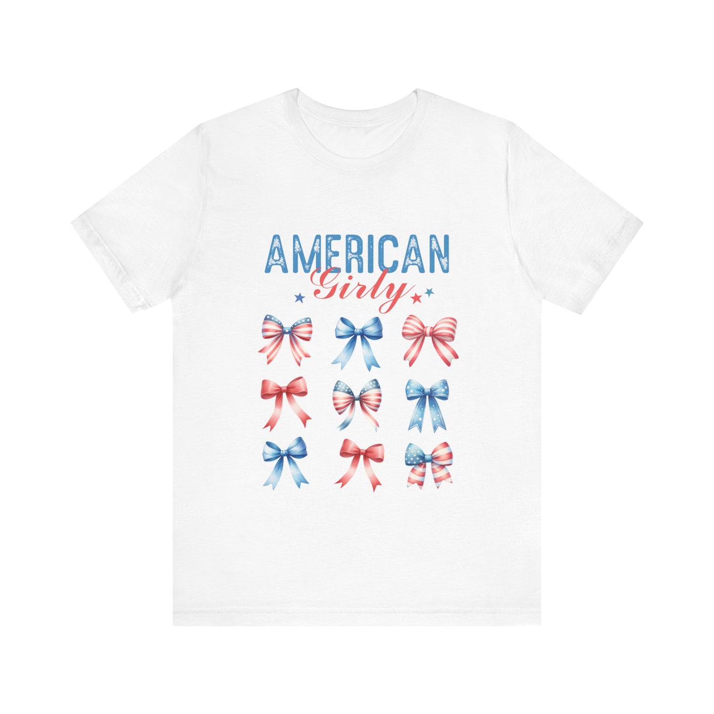 4th of July Bow, Patriotic Coquette Jersey Short Sleeve Tee